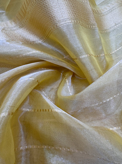 Pure Banarasi Kora Tissue Silk Kadhwa Buta Saree