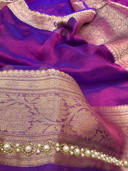 Pure Banarasi Tissue Silk Hand Embroidery Saree