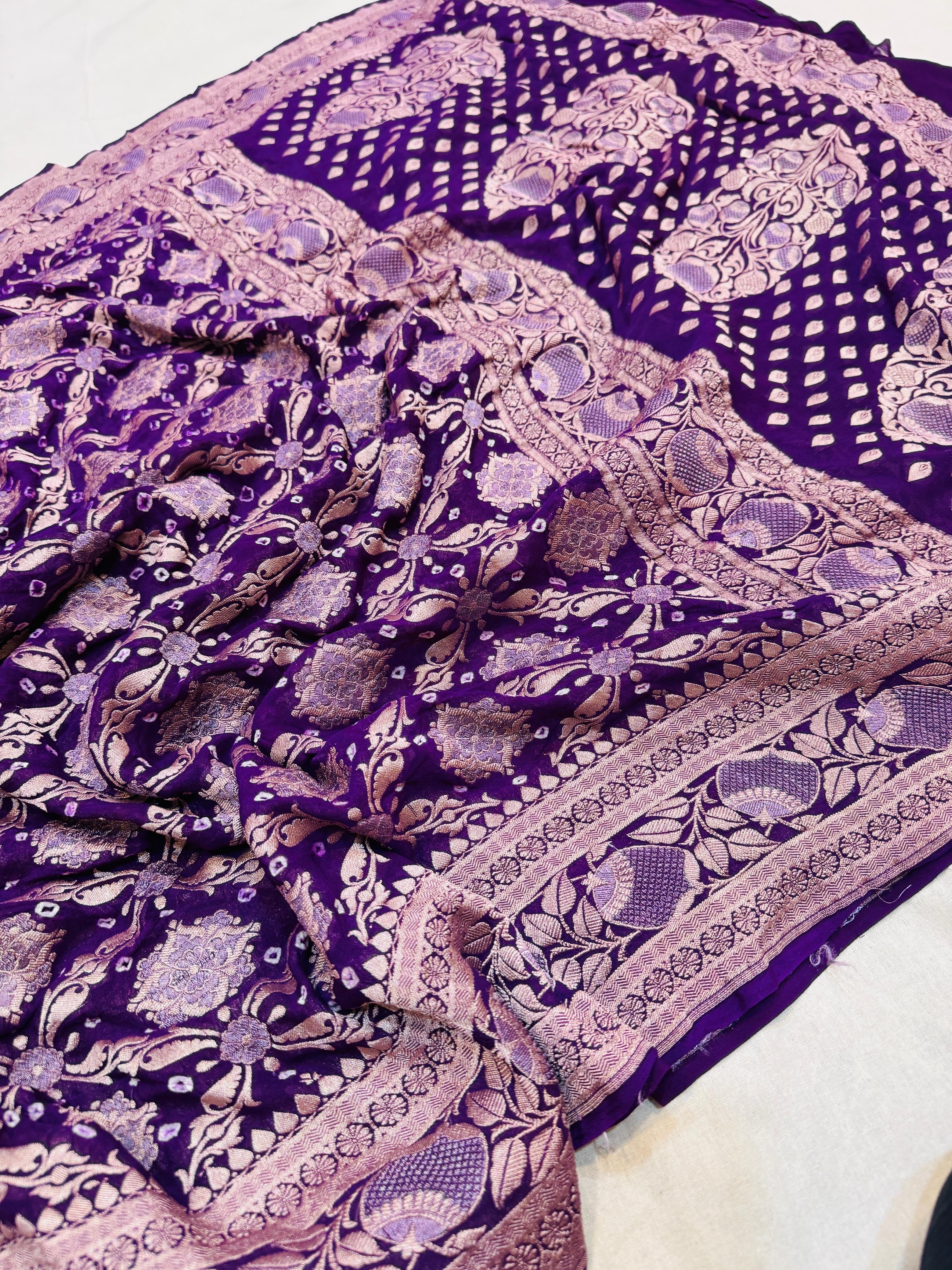 Pure Chiffon Sona Rupa Bandhani Saree