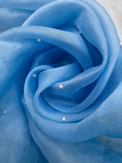 Pure Banarasi Kora Silk Chikankari Embroidery Saree