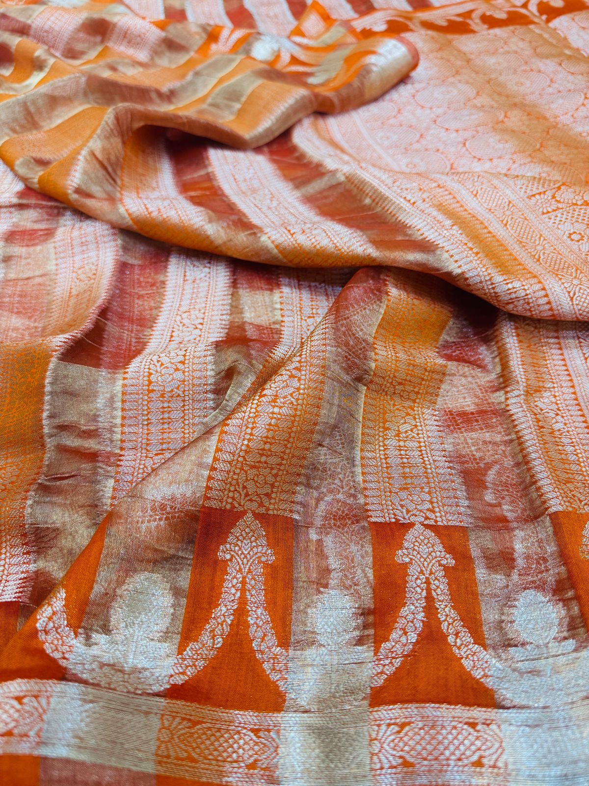 Pure Banarasi Chiniya Tissue Stripe Saree