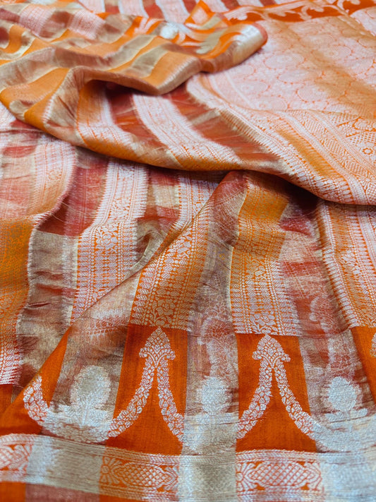 Pure Banarasi Chiniya Tissue Stripe Saree