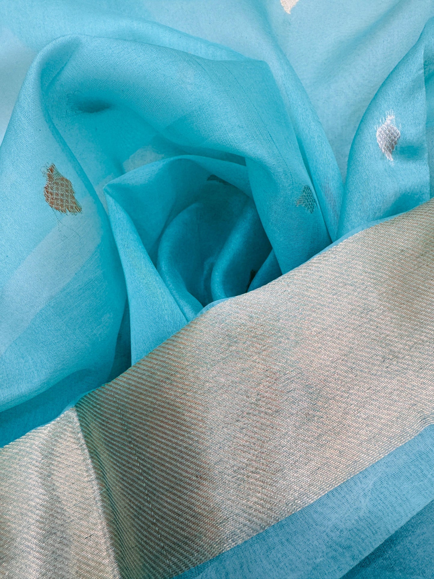 Pure Banarasi Organza Silk Rangkaat Half & Half Saree