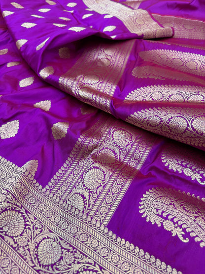 Pure Banarasi Katan Silk Simple Buta Saree