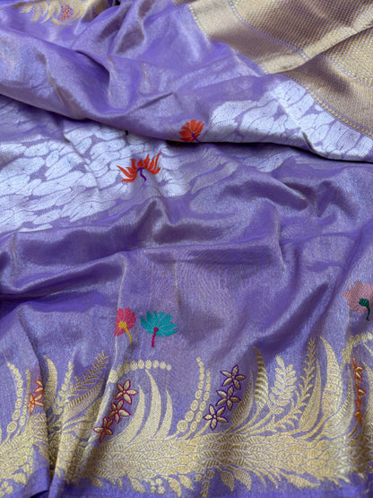 Pure Banarasi Katan Tissue Silk Skirt Saree