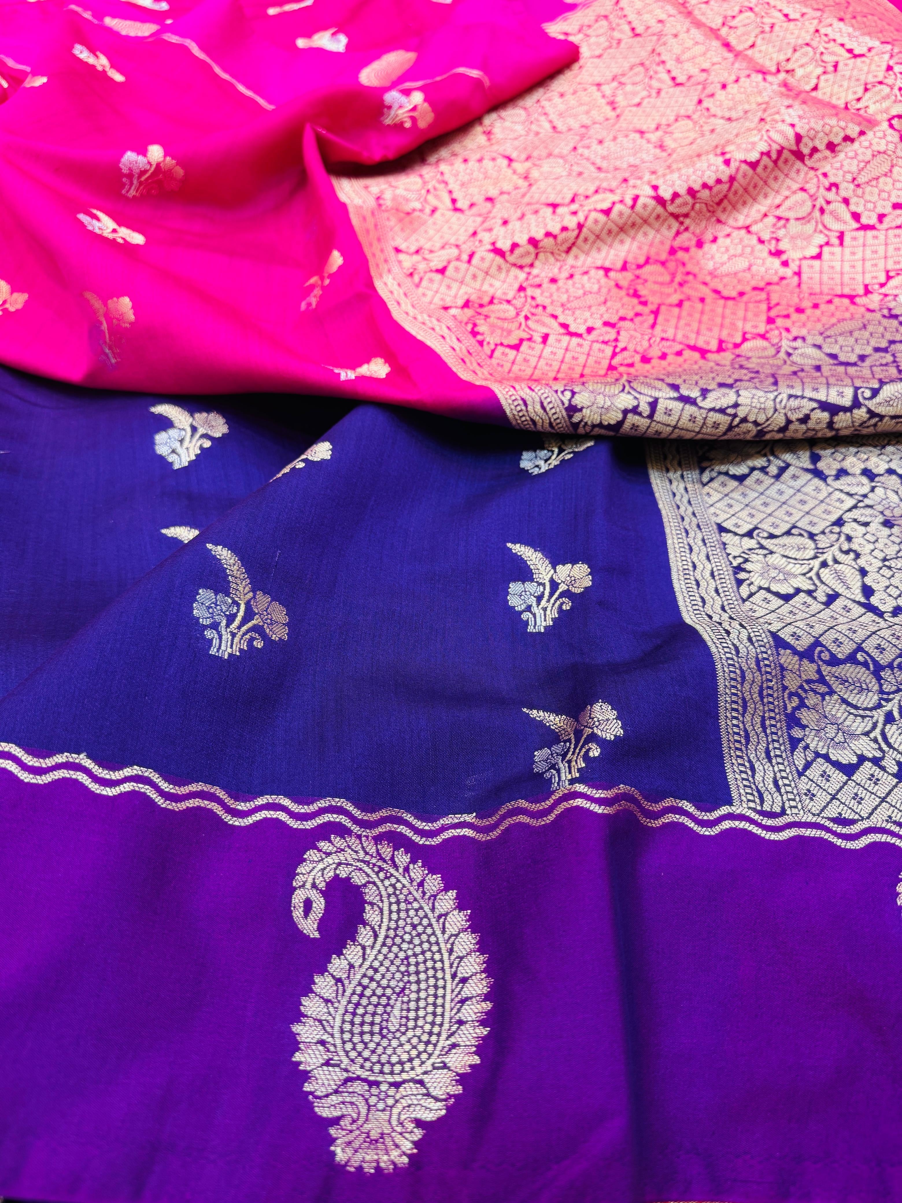 Pure Banarasi Chiniya Silk Half n Half buta saree