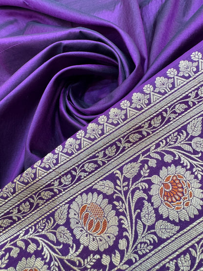 Pure Banarasi Katan Silk Alfi Meena Jaal Saree