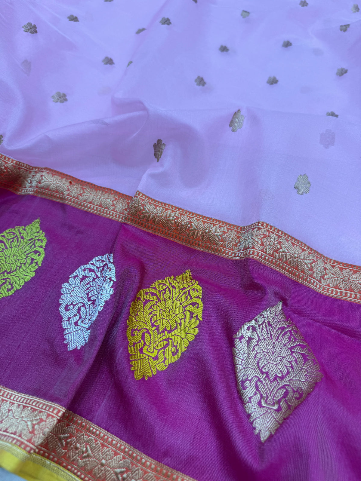 Kora Buti Skirt Border Saree