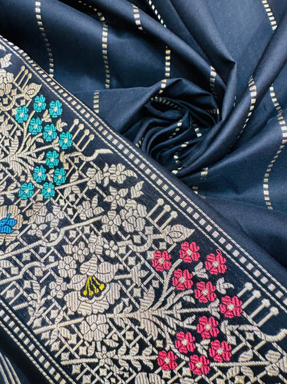 Pure Banarasi Katan Silk Buti Jaal Saree