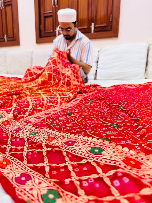 Pure Banarasi Chiffon Bandhani Saree