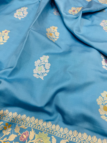 Pure Banarasi Katan Silk Kadhwa Buta Skirt Saree