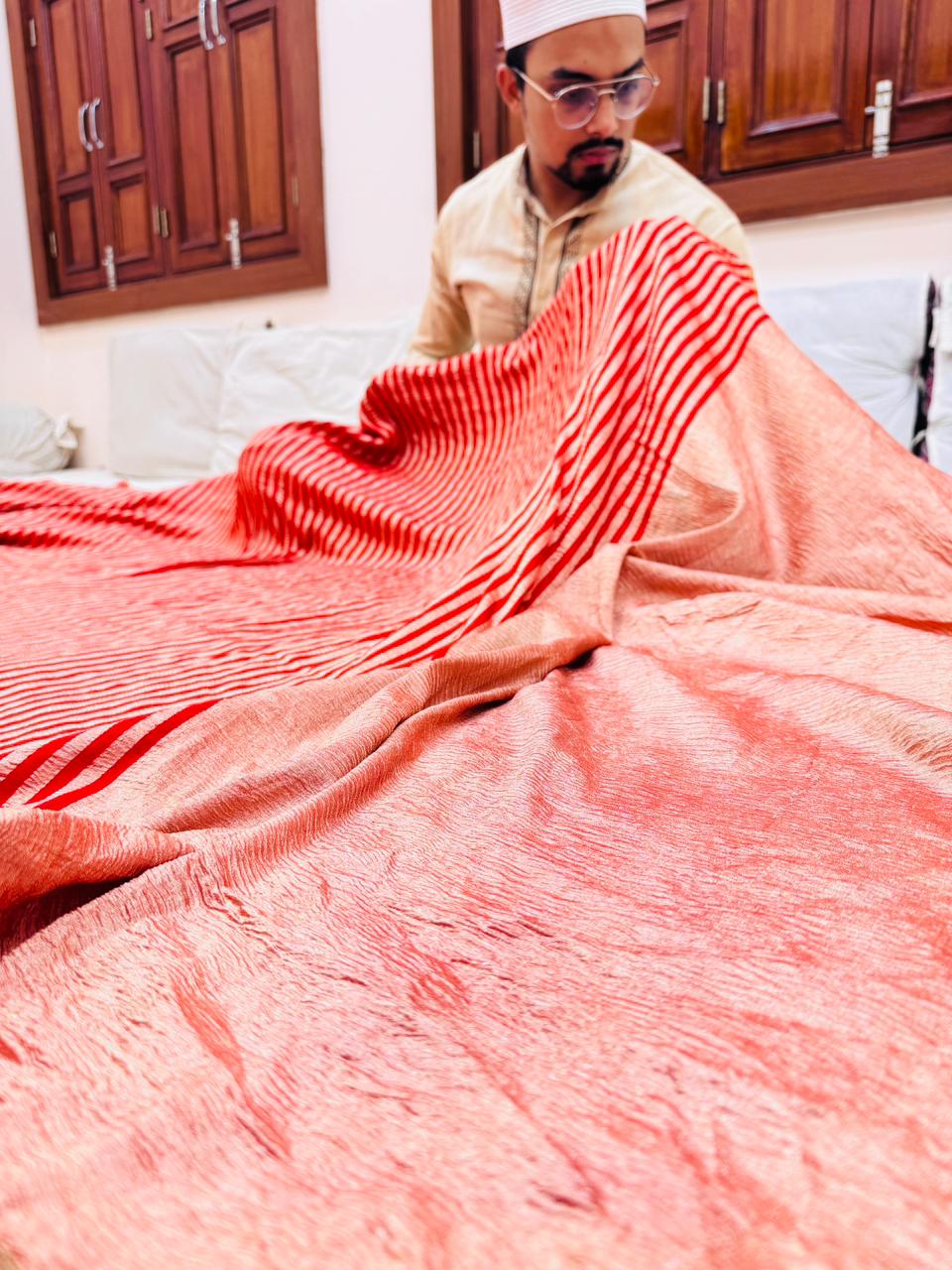 Pure Banarasi Munga Tissue Silk Saree