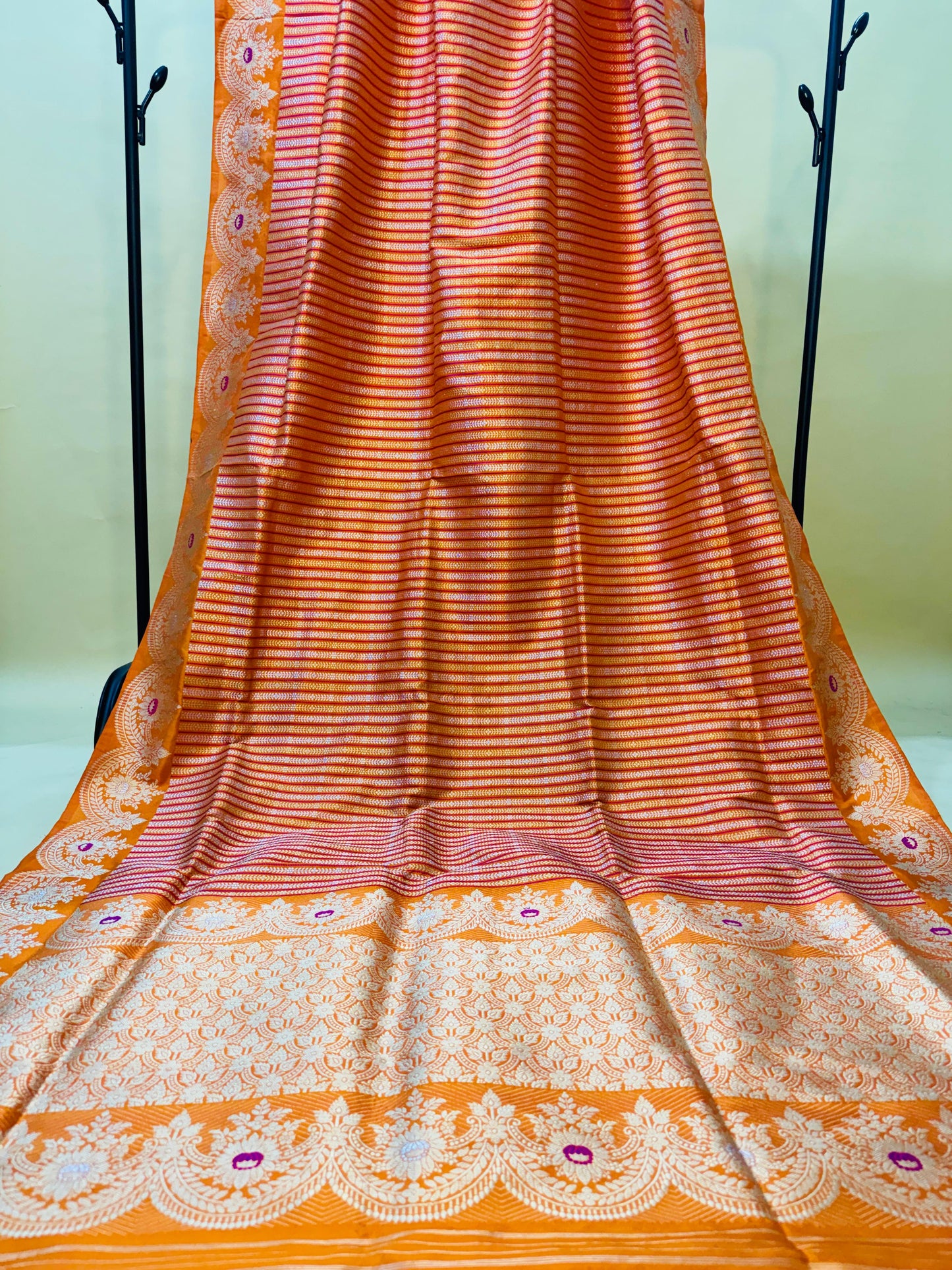 Pure Banarasi Katan Silk Stripes Satin Saree