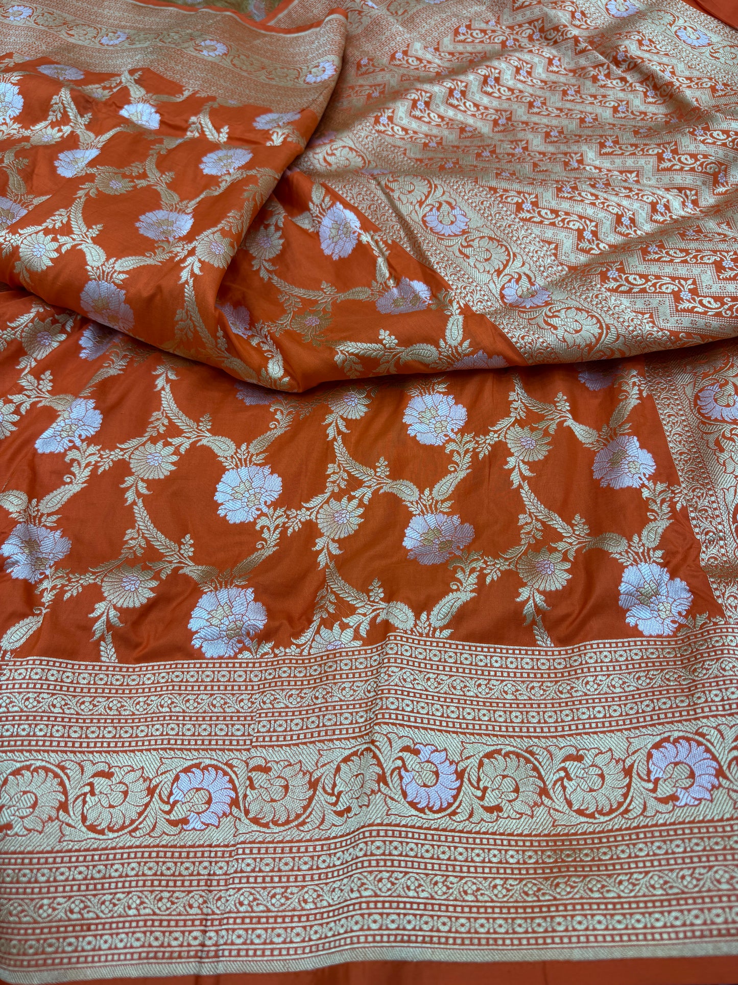 Pure Banarasi Katan Silk Jaal Saree