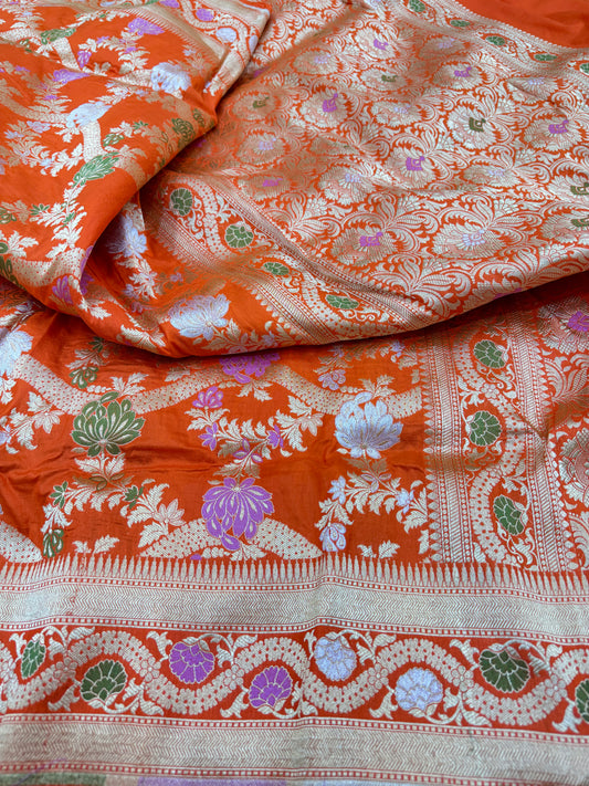 Pure Banarasi Katan Silk Kadhwa Mina Jaal Saree