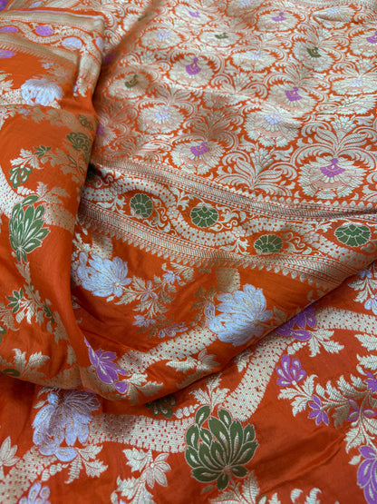 Pure Banarasi Katan Silk Kadhwa Mina Jaal Saree