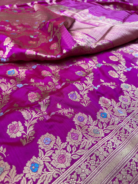 Pure Banarasi Katan Silk Kadhwa Mina Jaal Saree