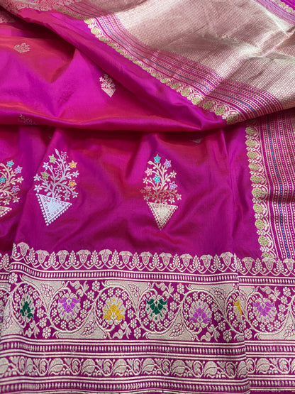 Pure Banarasi Katan Silk Kadhwa Buti Saree