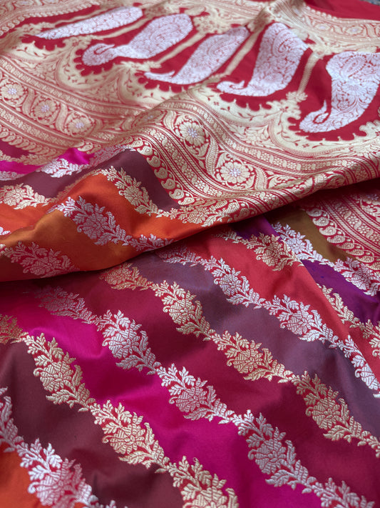 Pure Banarasi Katan Silk Kadhwa Rangkaat Saree