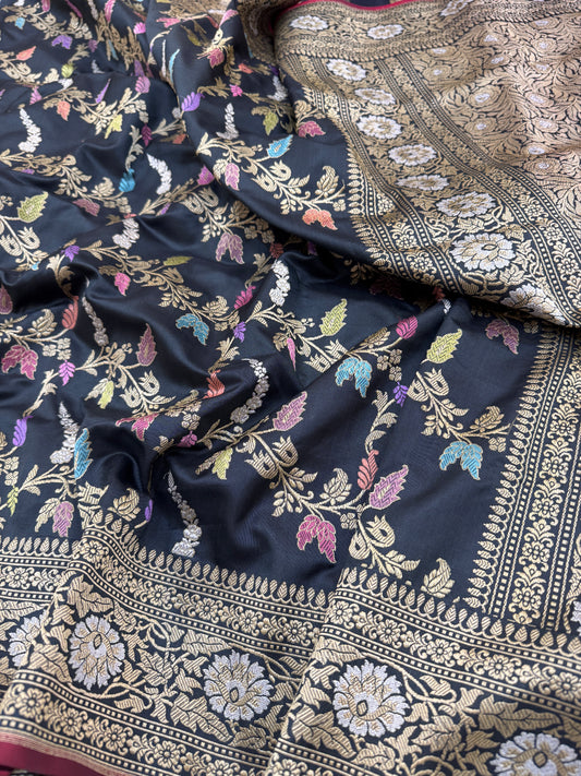 Pure Banarasi Katan Silk Kadhwa Mina Jaal Saree