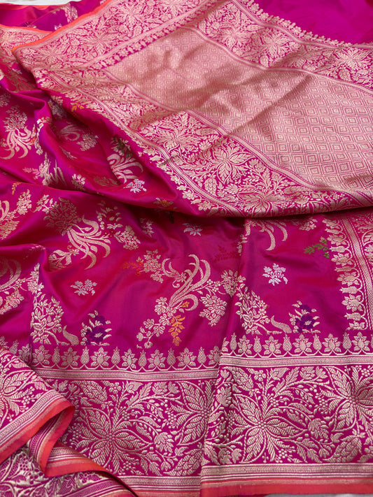 Pure Banarasi Katan Silk Kadhwa Mina Jaal Saree