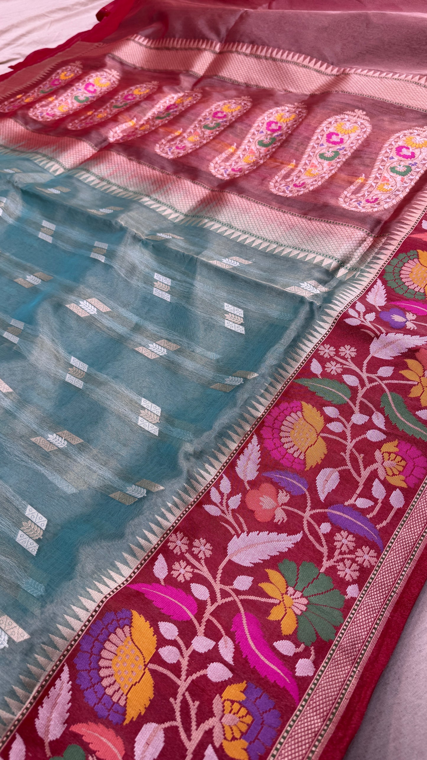 Pure Banarasi Kora Tissue Silk Paithani Saree