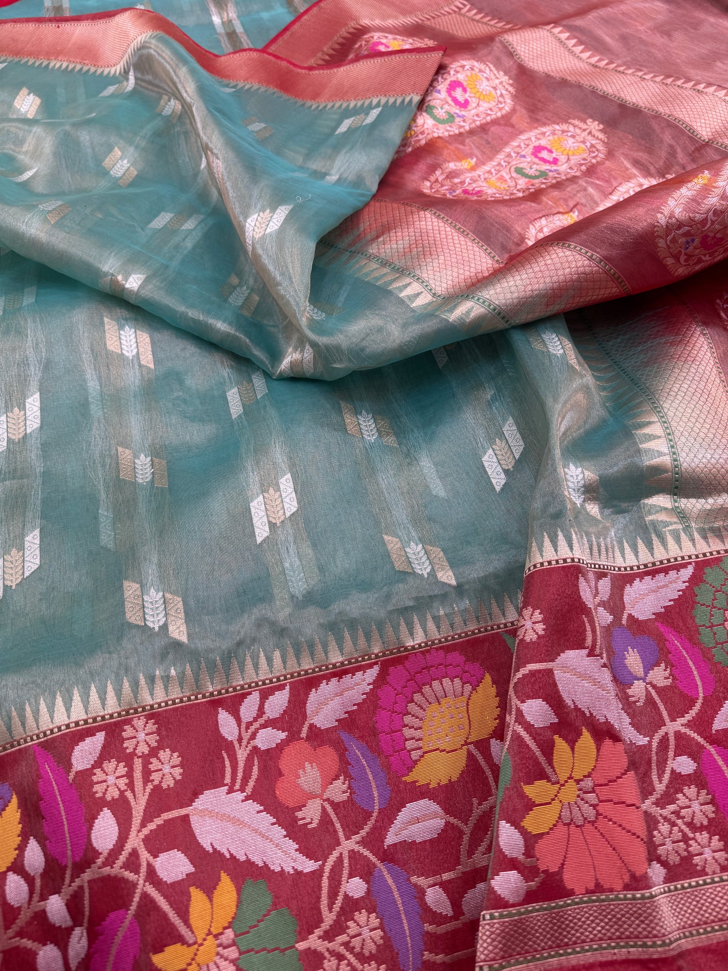 Pure Banarasi Kora Tissue Silk Paithani Saree