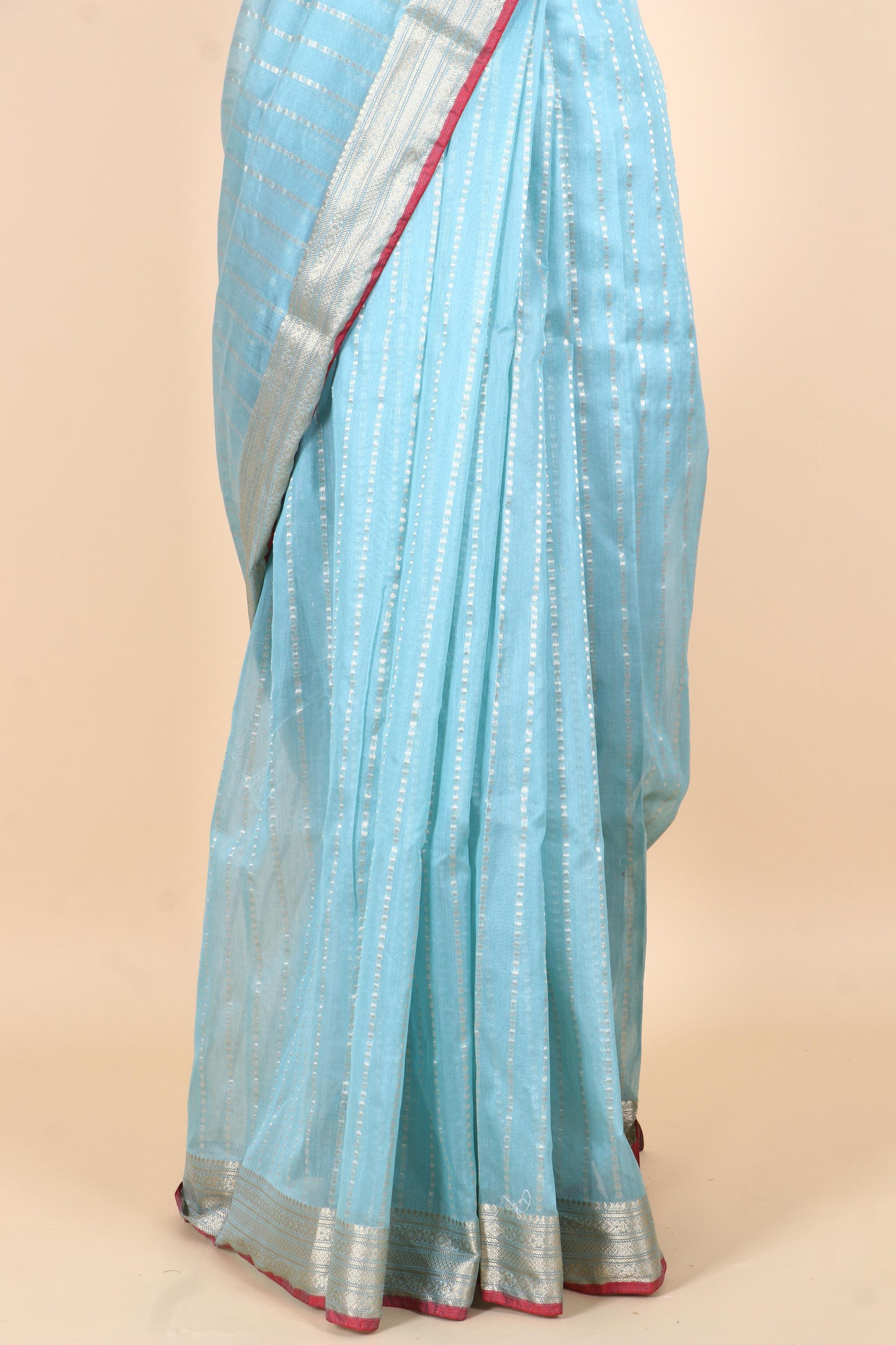 Pure Cotton Stripes Banarasi Saree