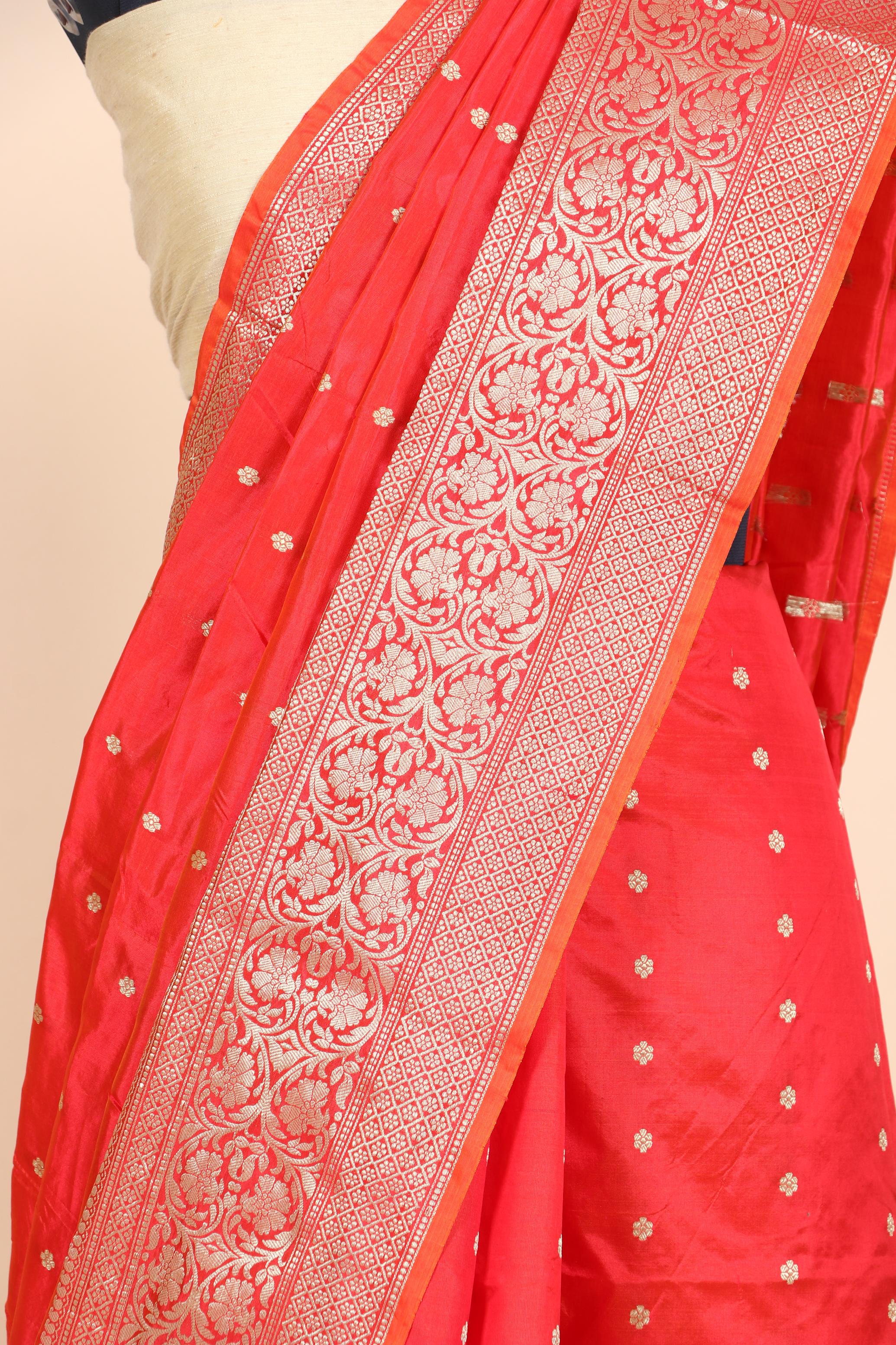 Pure Katan Silk Chunri Buti Banarasi Saree