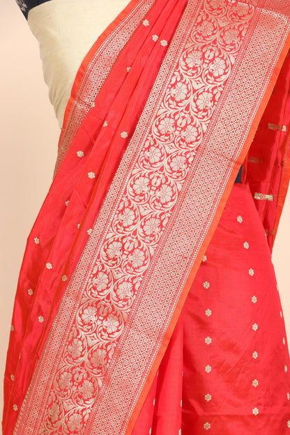 Pure Katan Silk Chunri Buti Banarasi Saree