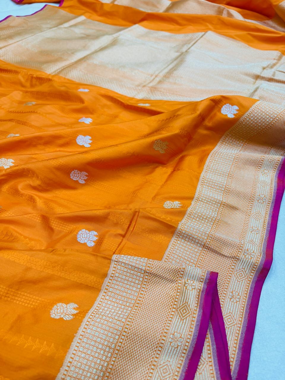 Katan Silk Stripe Buti Saree
