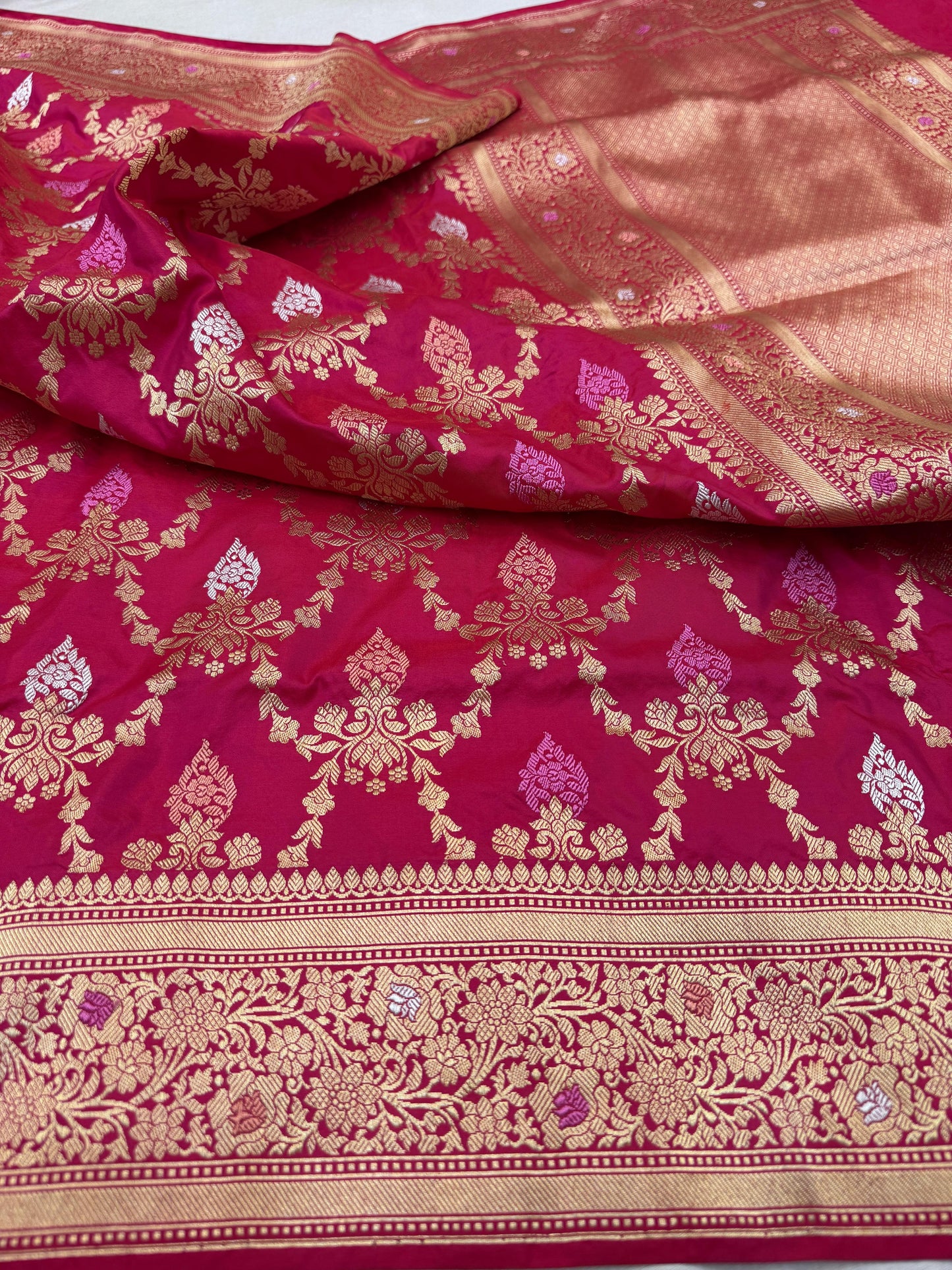 Pure Banarasi Katan Silk Jaal Saree