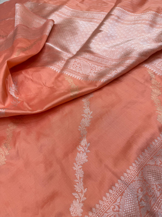 Pure Banarasi Katan Silk Kadhwa Cross Saree