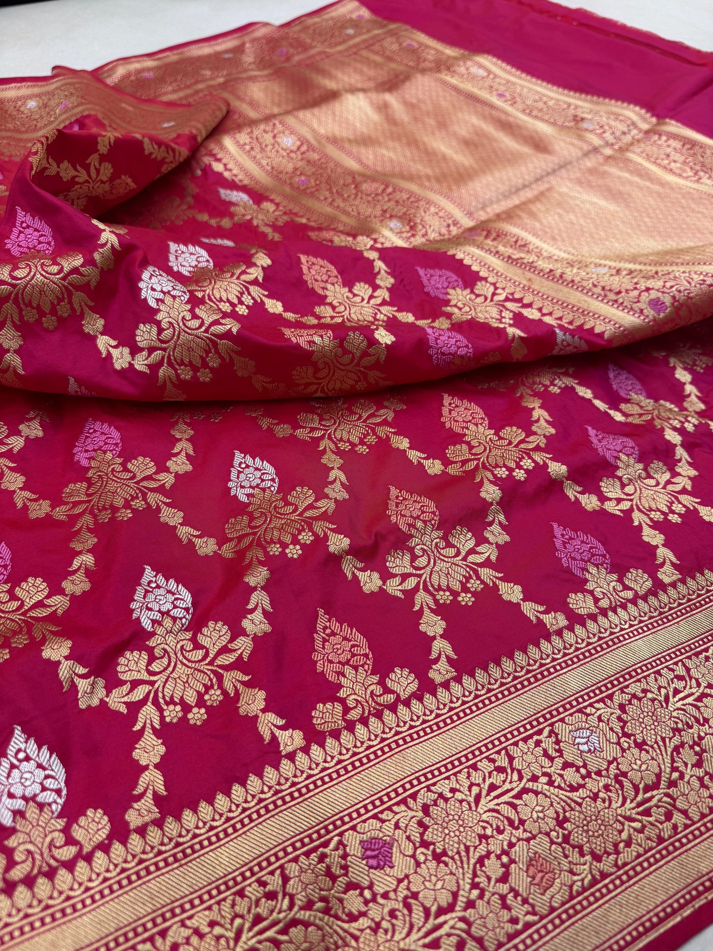 Pure Banarasi Katan Silk Jaal Saree