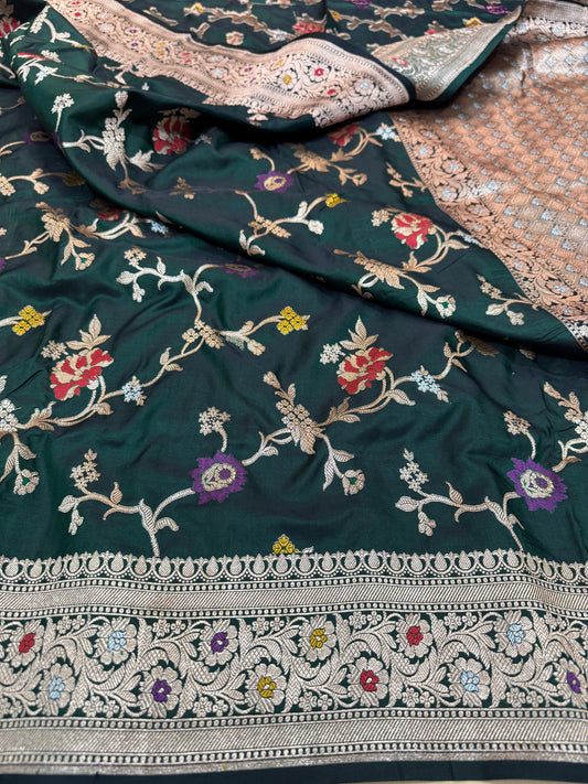 Pure Banarasi Mashru Silk Jaal Saree