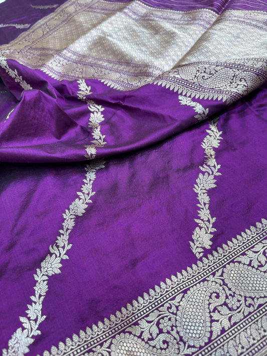 Pure Banarasi Katan Silk Kadhwa Cross Saree