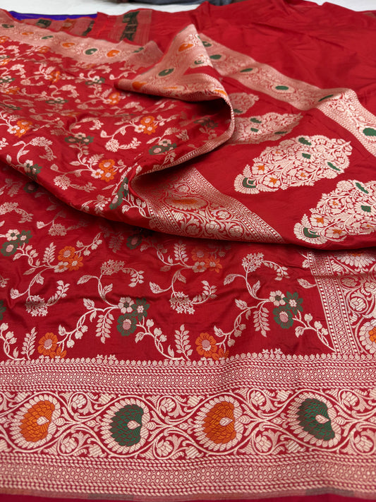 Pure Banarasi Katan Silk Jaal Saree
