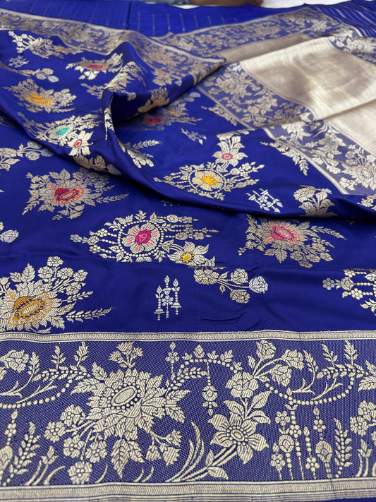 Pure Banarasi Katan Silk Kadhwa Mina Jaal Saree