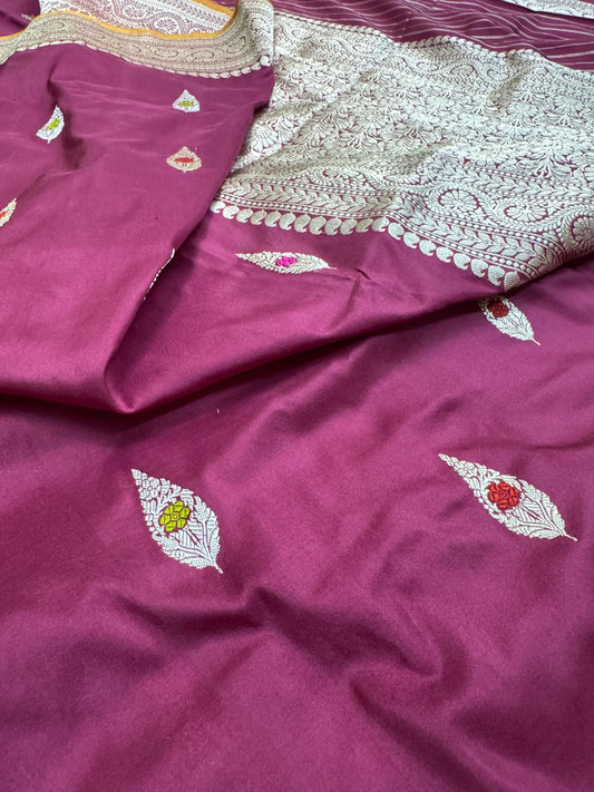 Pure Banarasi Katan Silk kadhwa Buta Saree