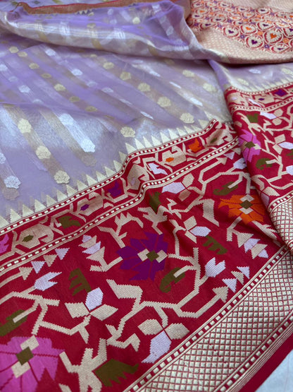 Pure Banarasi Tissue Silk Kadiyal Border Saree