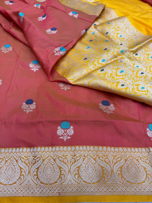 Pure Banarasi Katan Silk kadhwa Buta Saree