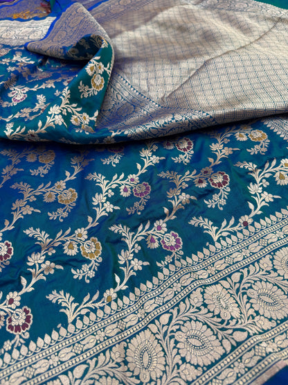 Pure Banarasi Katan Silk Kadhwa Mina Jaal Saree