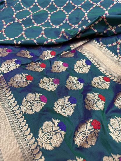 Pure Banarasi Katan Silk Jaal Saree
