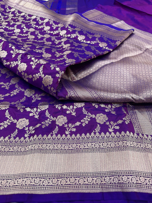 Pure Banarasi Katan Silk Jaal Saree