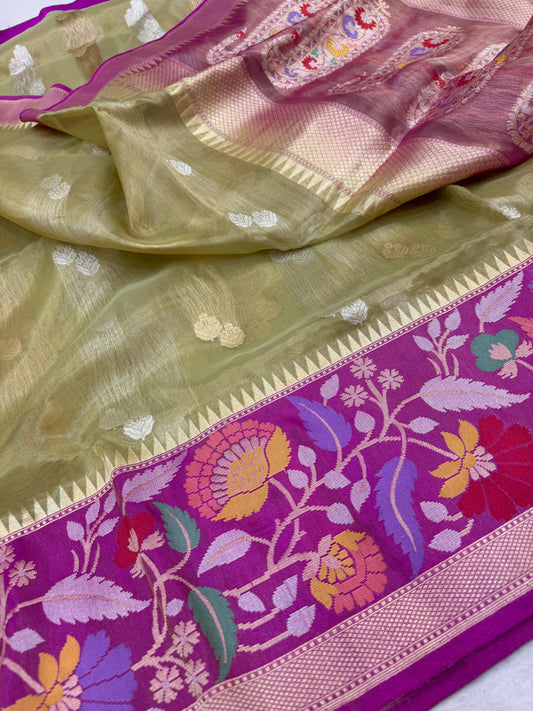Pure Banarasi Kora Silk Paithani Saree