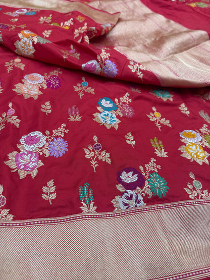 Pure Banarasi Katan Silk Tilfi Jaal Saree
