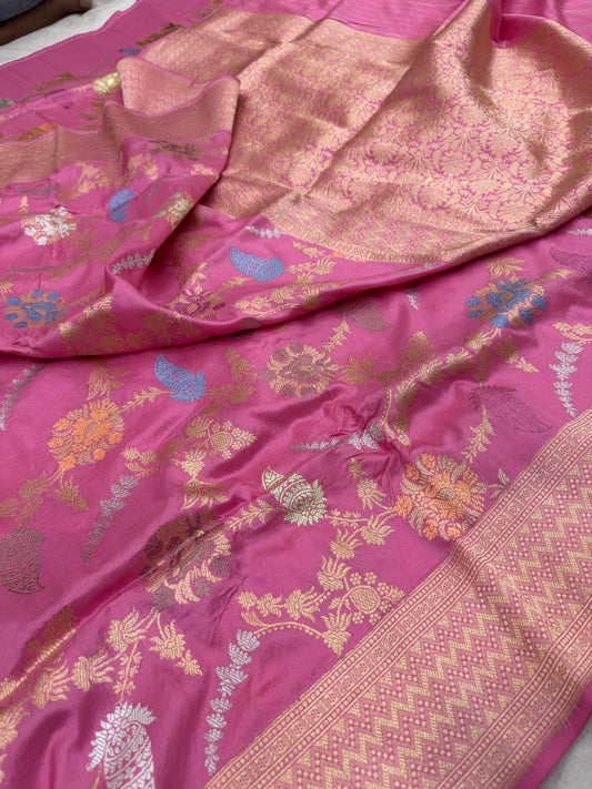 Pure Banarasi Katan Silk Kadhwa Mina Jaal Saree