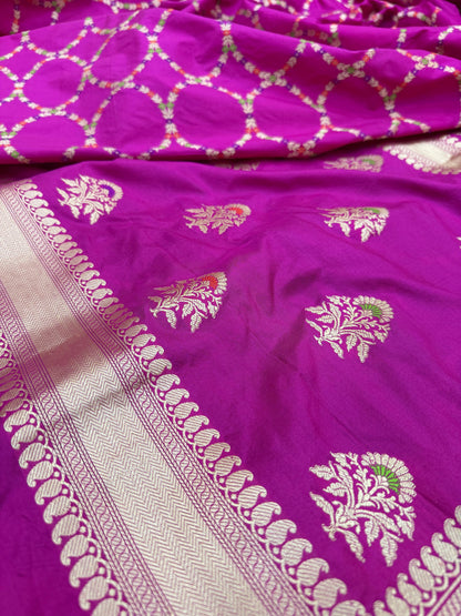 Pure Banarasi Katan Silk Jaal Saree