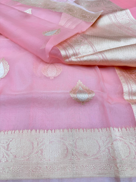 Pure Banarasi Kora Silk Kadhwa Buta Saree