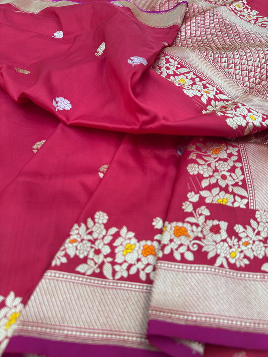 Pure Banarasi Katan Silk kadhwa Buta Saree